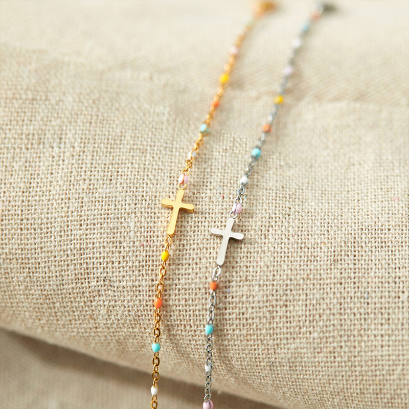 Wholesale Cross Enamel Silver Bracelets